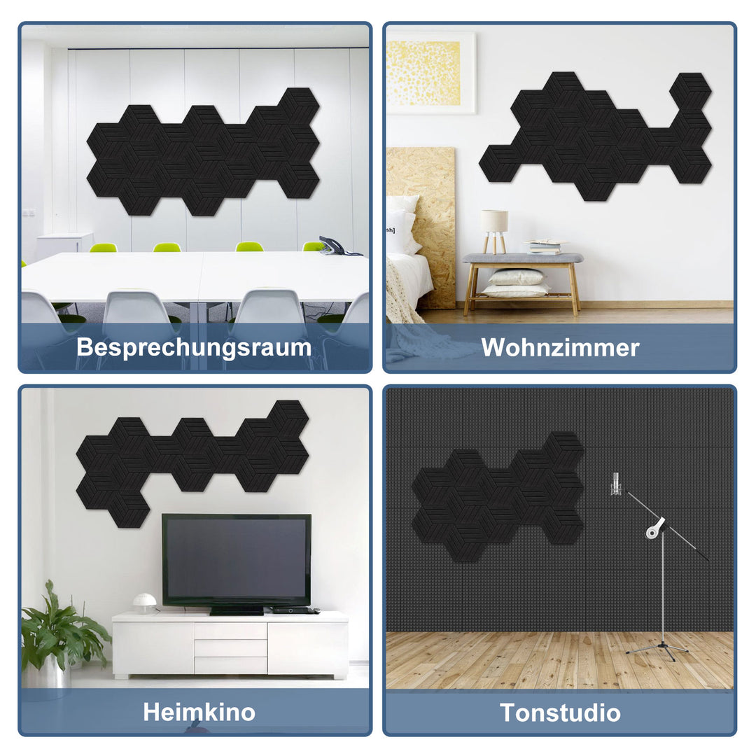 Sonnewelt Akustikplatten Wandpaneele Selbstklebend 12/18 Stück Hexagonal Schlieren