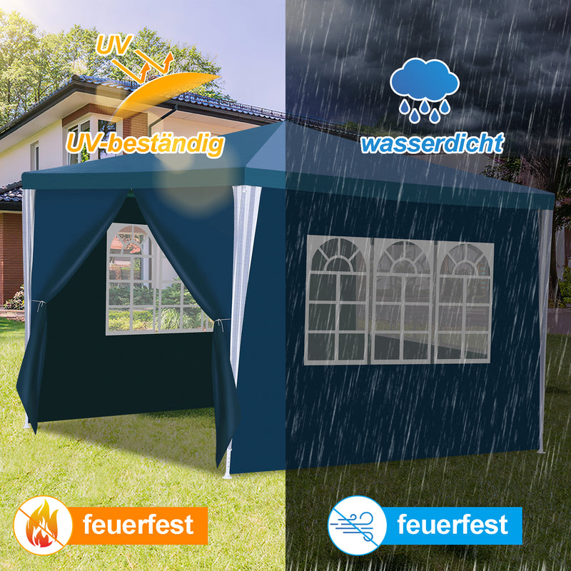 Sonnewelt Pavillon 3x3m Partyzelt Wasserdicht mit Seitenteilen