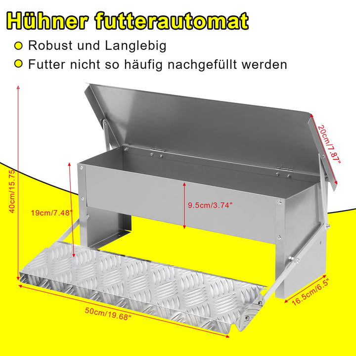 Sonnewelt Futterautomat für hühner Fußpedal selbstöffnender 5kg