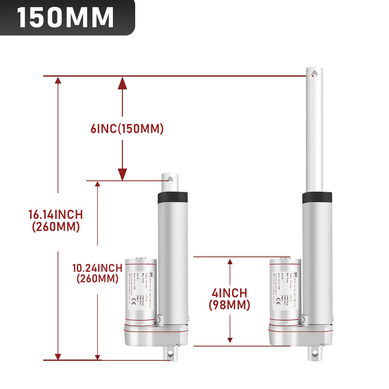 Sonnewelt 1500N Linear Actuator Linearmotor Elektrozylinder 50-400mm