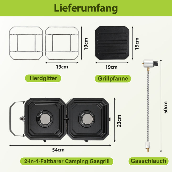 Sonnewelt Campingkocher 2-in-1 Gascampingherd Faltbarer