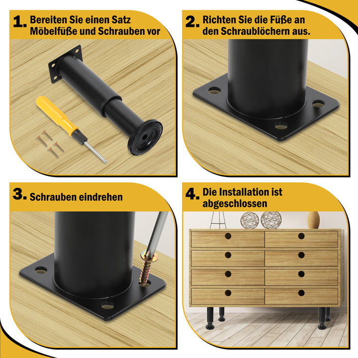Sonnewelt set of 4 furniture feet, height adjustable 12-18cm/18-30cm