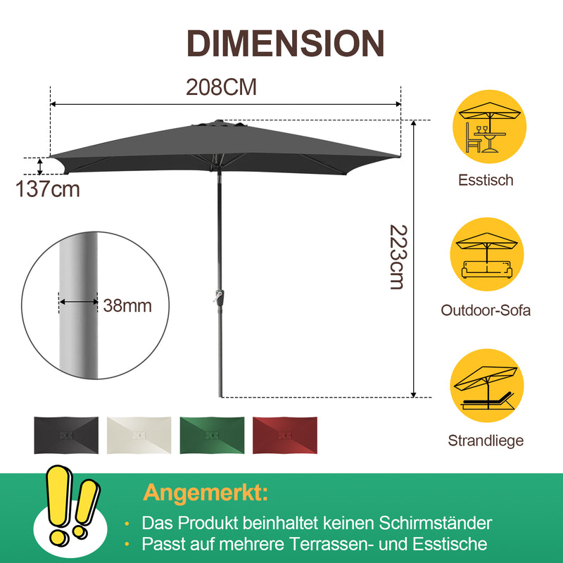 Sonnewelt Sonnenschirm 210x140 / 300x200cm Rechteckig