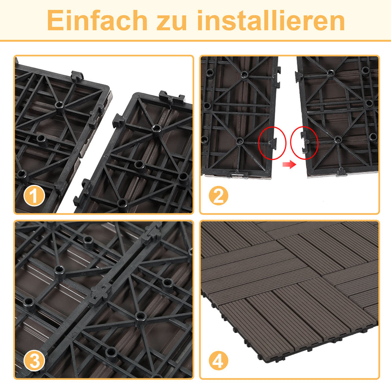 Sonnewelt WPC Terrassenfliesen Klickfliese 30x30cm 11stk