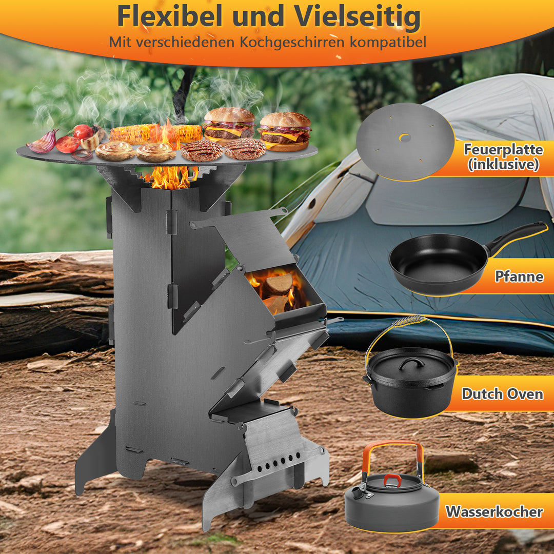 Sonnewelt Raketenofen  Fire Gusseisen Stove Grillplatte