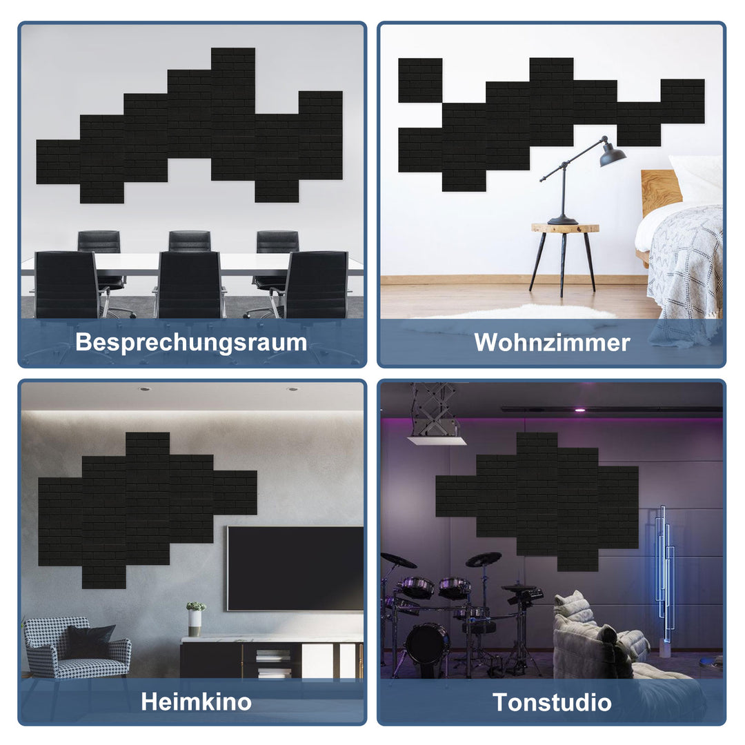Sonnewelt Akustikplatten Wandpaneele Selbstklebend 12/18 Stück Quadratisch Kacheln