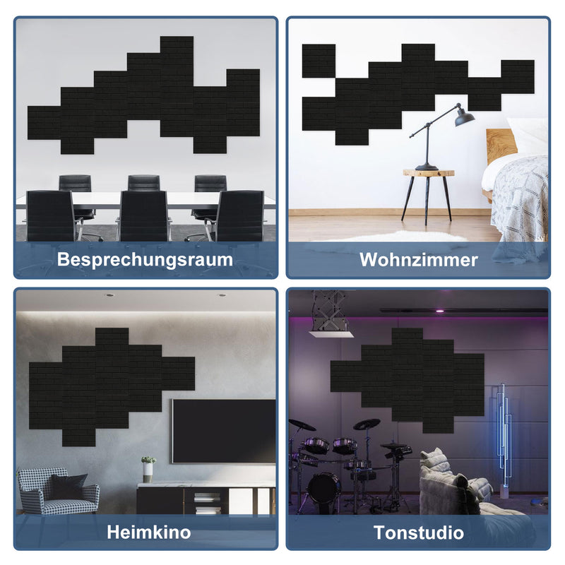 Sonnewelt Akustikplatten Wandpaneele Selbstklebend 12/18 Stück Quadratisch Kacheln