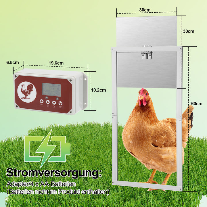 Sonnewelt Automatic Chicken Flap with Light Sensor, Timer, LED Display