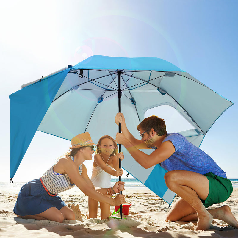 Sonnewelt 210cm Sonnenschirm Strandmuschel 2 in 1
