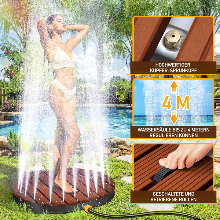Sonnewelt Bodendusche Gartendusche mit Fußrad und 22 Kupferdüsen