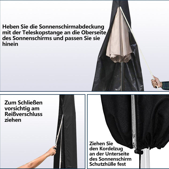 Sonnewelt Sonnenschirm Schutzhülle Abdeckung mit Stab