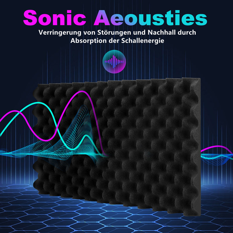 Sonnewelt Akustikschaumstoff Selbstklebend 3D Hochdichte Wellenmuster