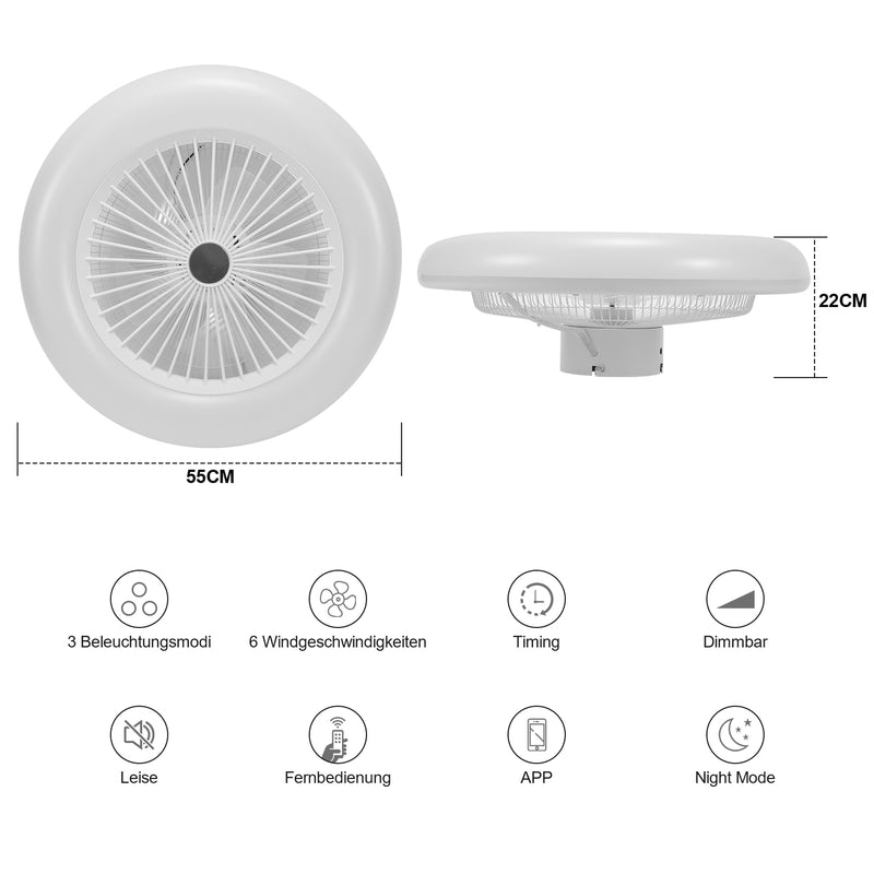 Sonnewelt Deckenventilator mit Beleuchtung 80W Dimmbar