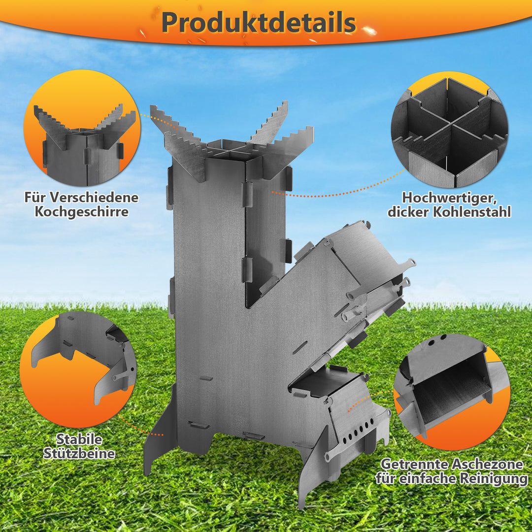 Sonnewelt Raketenofen  Fire Gusseisen Stove Grillplatte