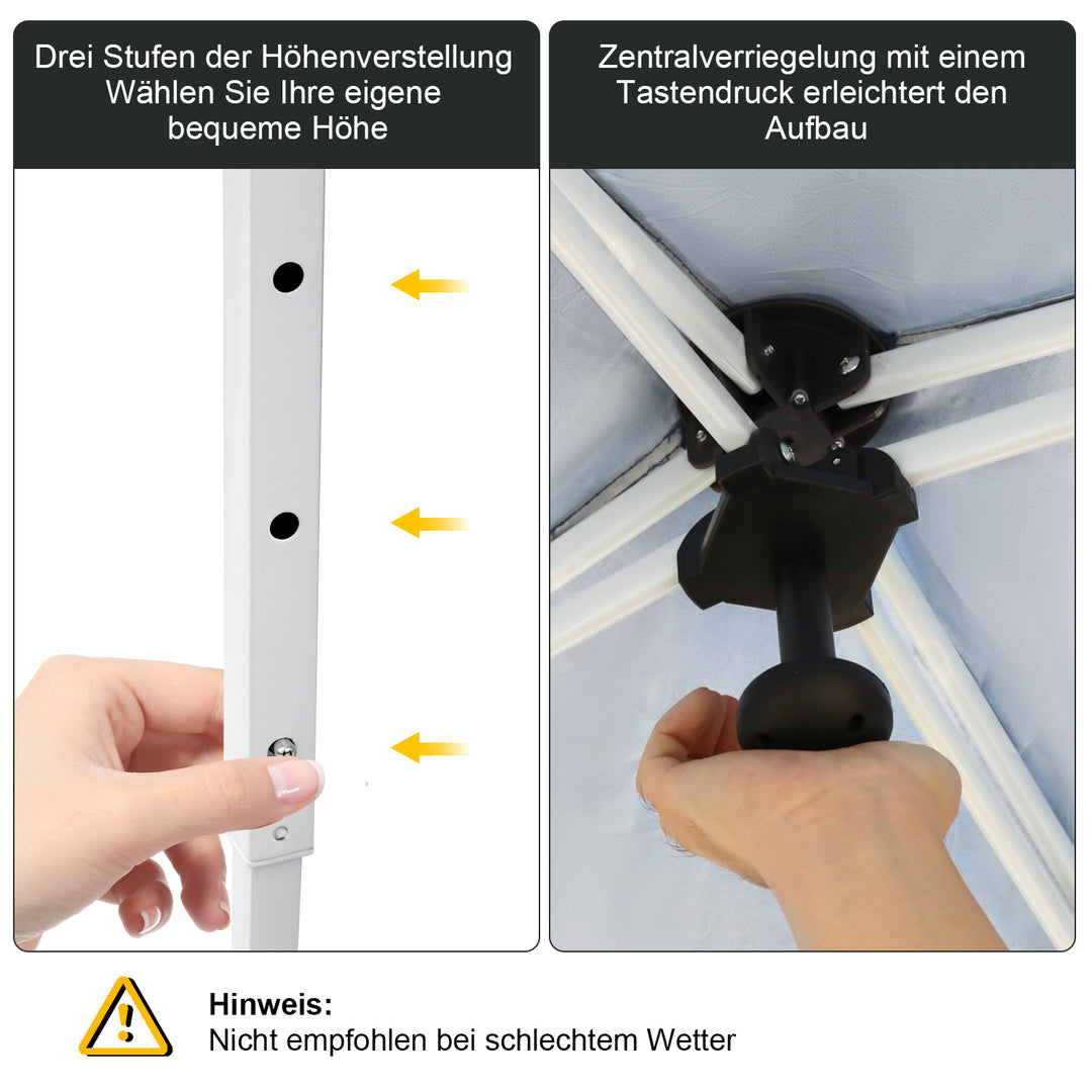 Sonnewelt Pop-Up Pavillon Gazebo mit Zentralverriegelung 3x3m mit Seiten