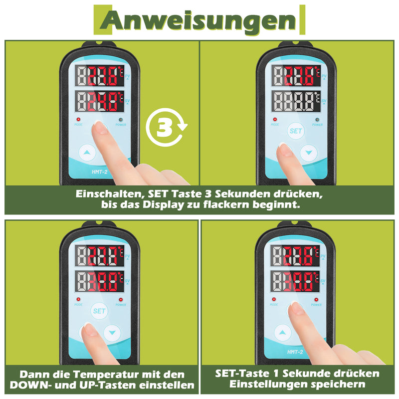 Sonnewelt Gewächshausheizung Elektrische Heizung mit Timer und Thermostat