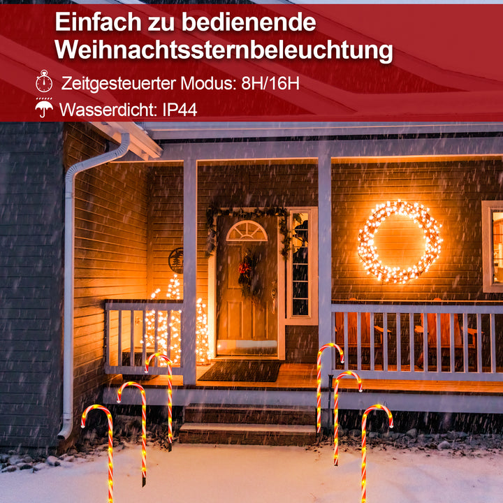 Sonnewelt 4x LED Zuckerstangen Weihnachtsdeko Außenleuchte