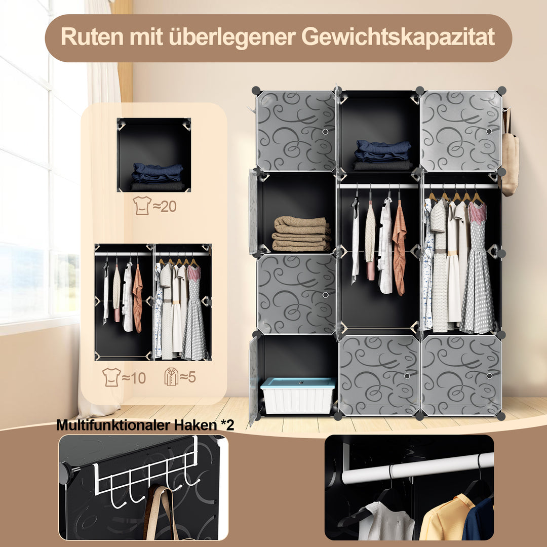 Sonnewelt Multifunctional Wardrobe with Hooks and Hangers