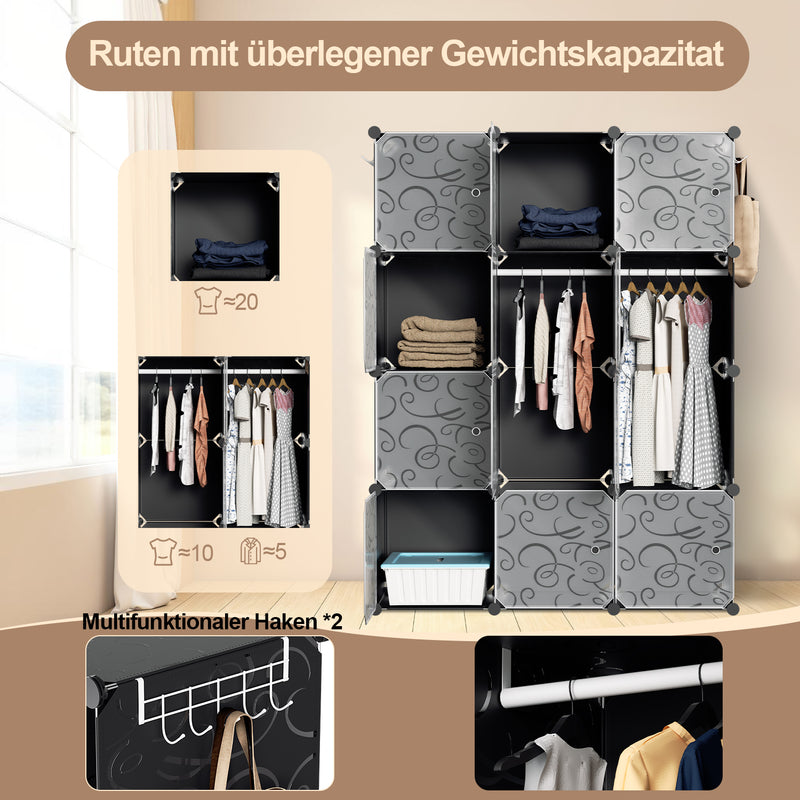 Sonnewelt Multifunktionaler Kleiderschrank mit Haken und Kleiderbügel
