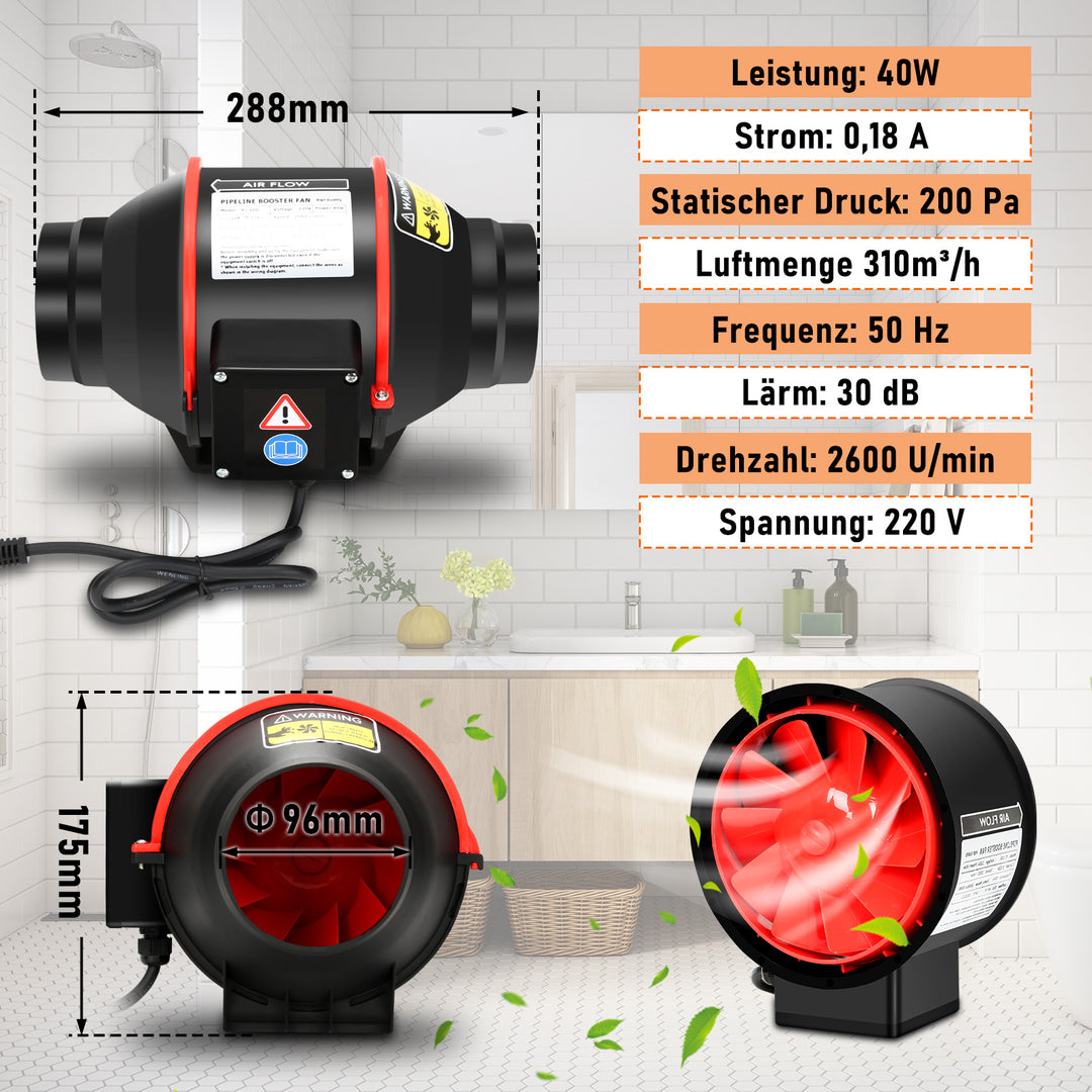 Sonnewelt smoke extractor duct fan with remote control 100mm/150mm