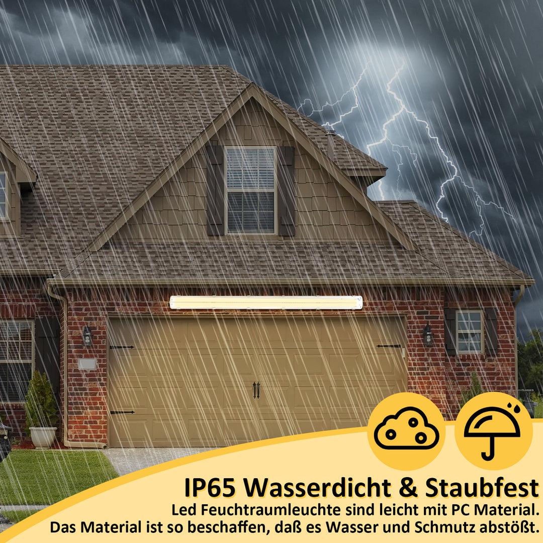 Sonnewelt LED Feuchtraumleuchte 2x 18W 120 cm T8 Neutralweiß/Kaltweiß