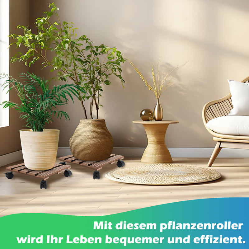 Sonnewelt WPC Pflanzenroller Eckig mit Rollen Tragkraft 80 kg