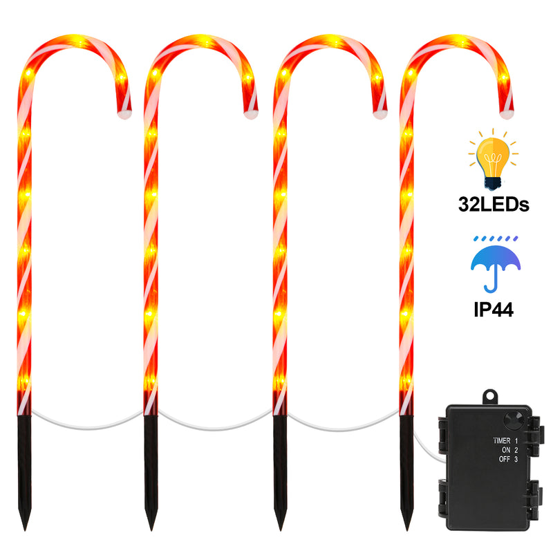 Sonnewelt 4x LED Zuckerstangen Weihnachtsdeko Außenleuchte