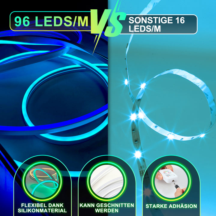 Sonnewelt Neon LED Streifen Lichtschlauch Außen 2-10M