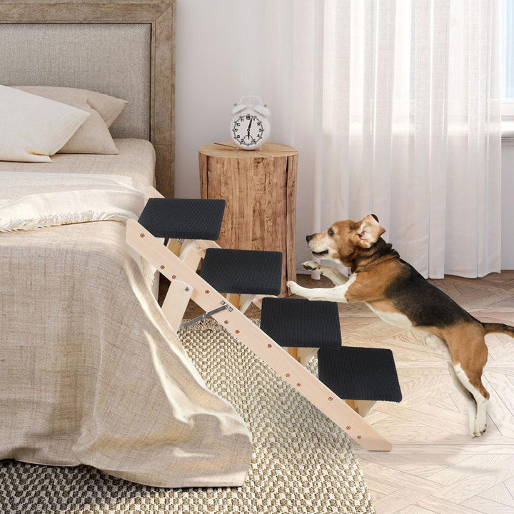 Sonnewelt Hundetreppe 2 in 1 Hunderampe Klappbare 4-Stufig Belastung 80kg