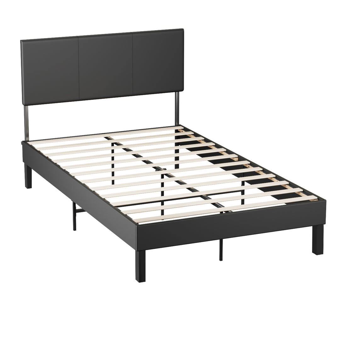 Sonnewelt upholstered bed frame with leather headboard