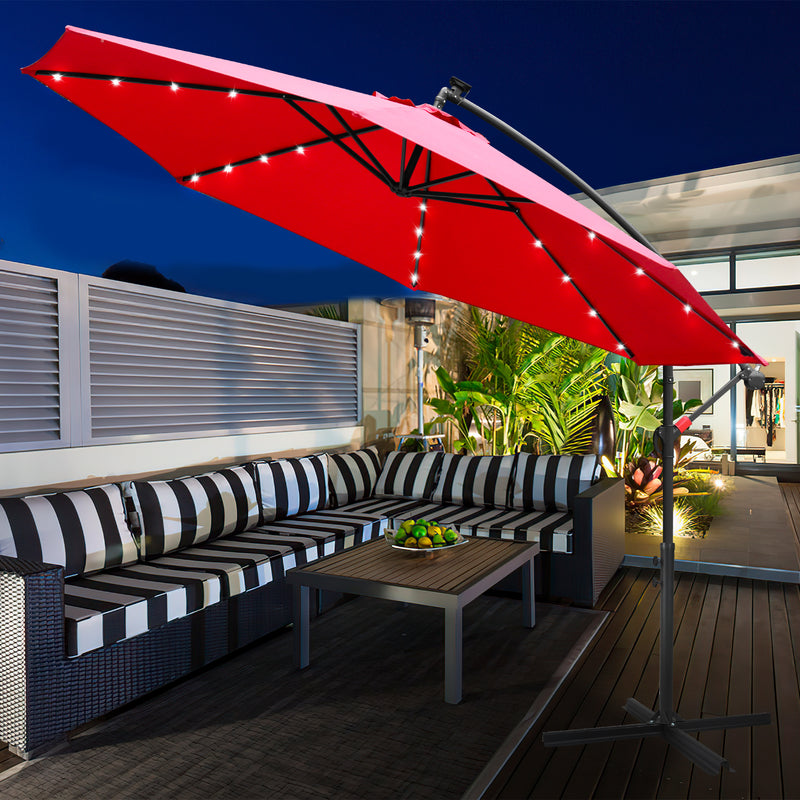 Sonnewelt Ampelschirm 3m/3.5m mit Solar LED