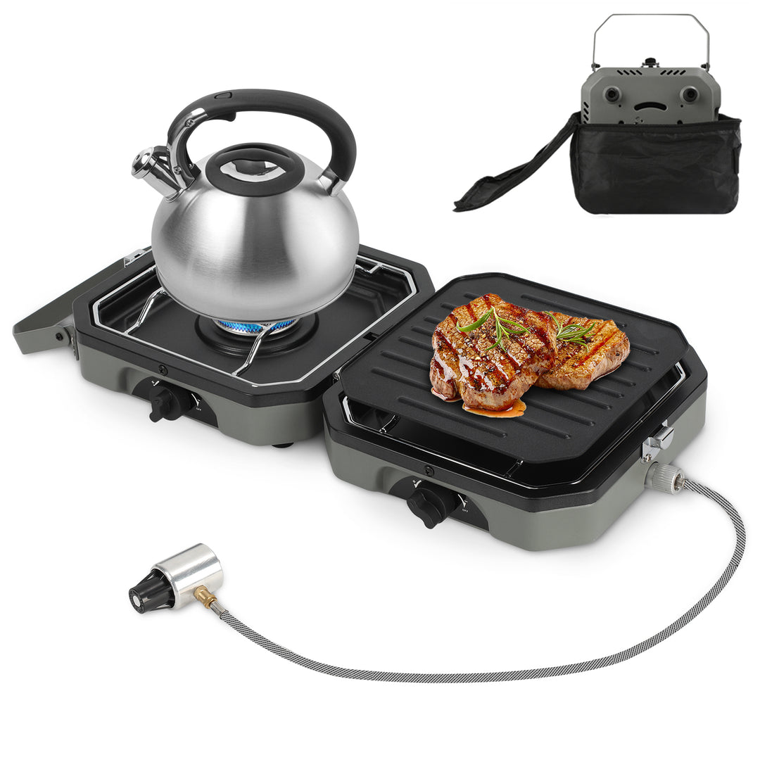 Sonnewelt Campingkocher 2-in-1 Gascampingherd Faltbarer