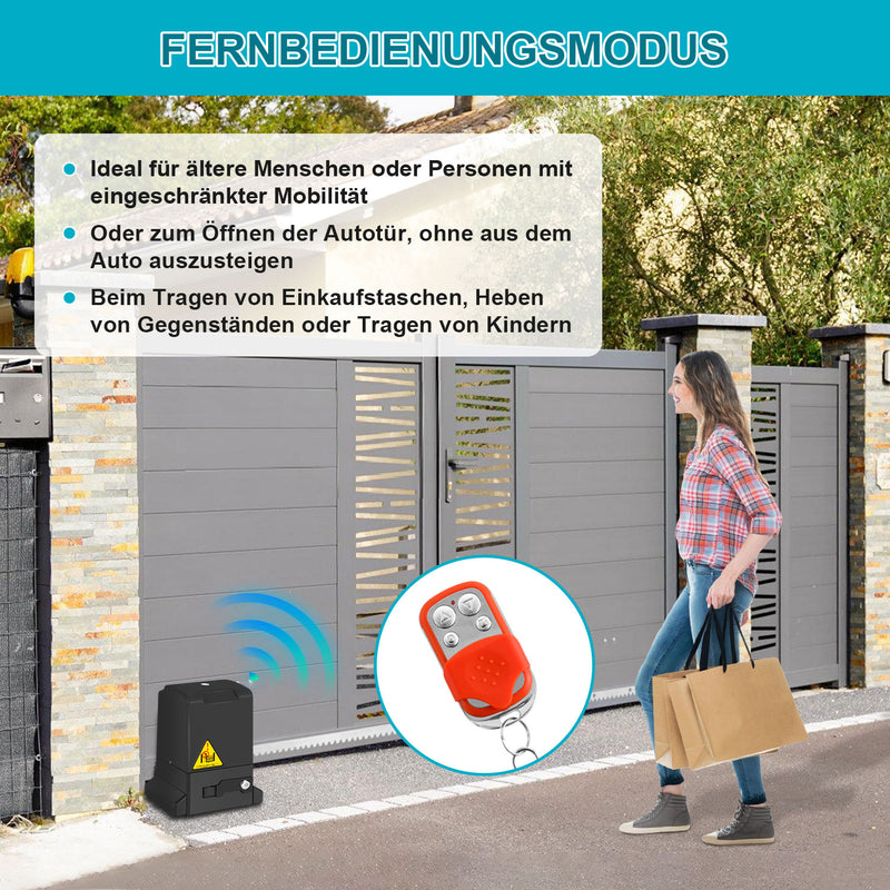 Sonnewelt Schiebetorantrieb 370w Antrieb bis 800 kg mit 2 fernbedienung Schwarz