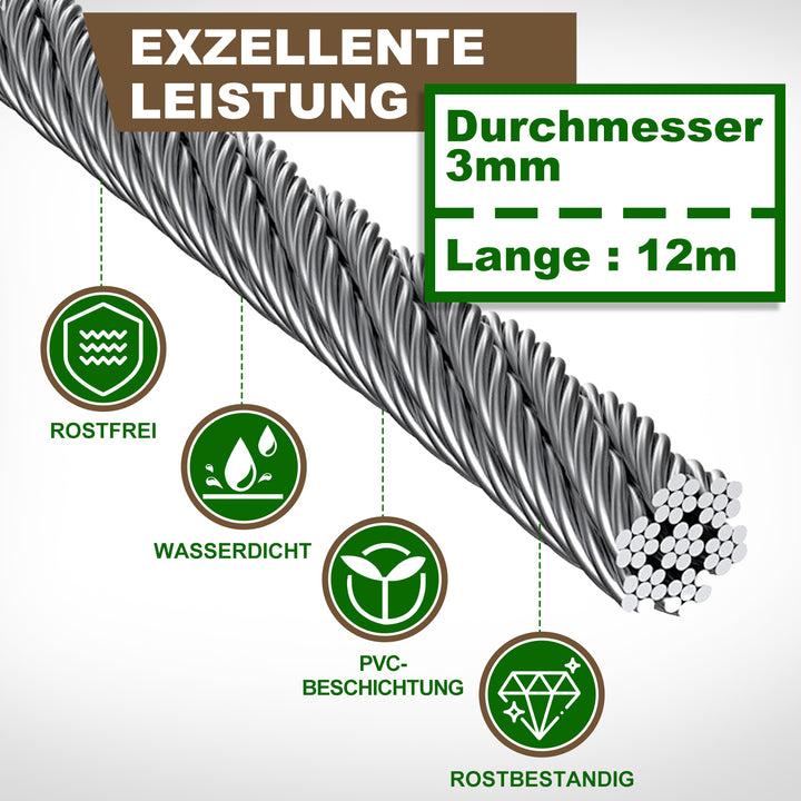 Sonnewelt Rankhilfe Edelstahl für Kletterpflanzen 12m