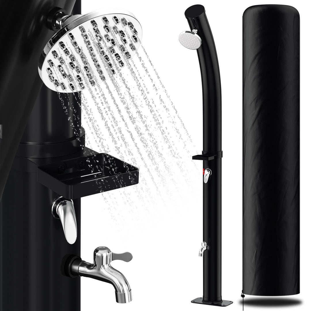 Sonnewelt 20L Solardusche Curve mit Regenduschkopf und Schutzhaube