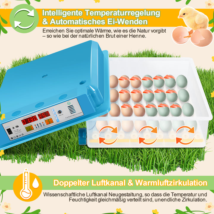 Sonnewelt Brutautomat Vollautomatisch Inkubator für Hühner 64 Eier