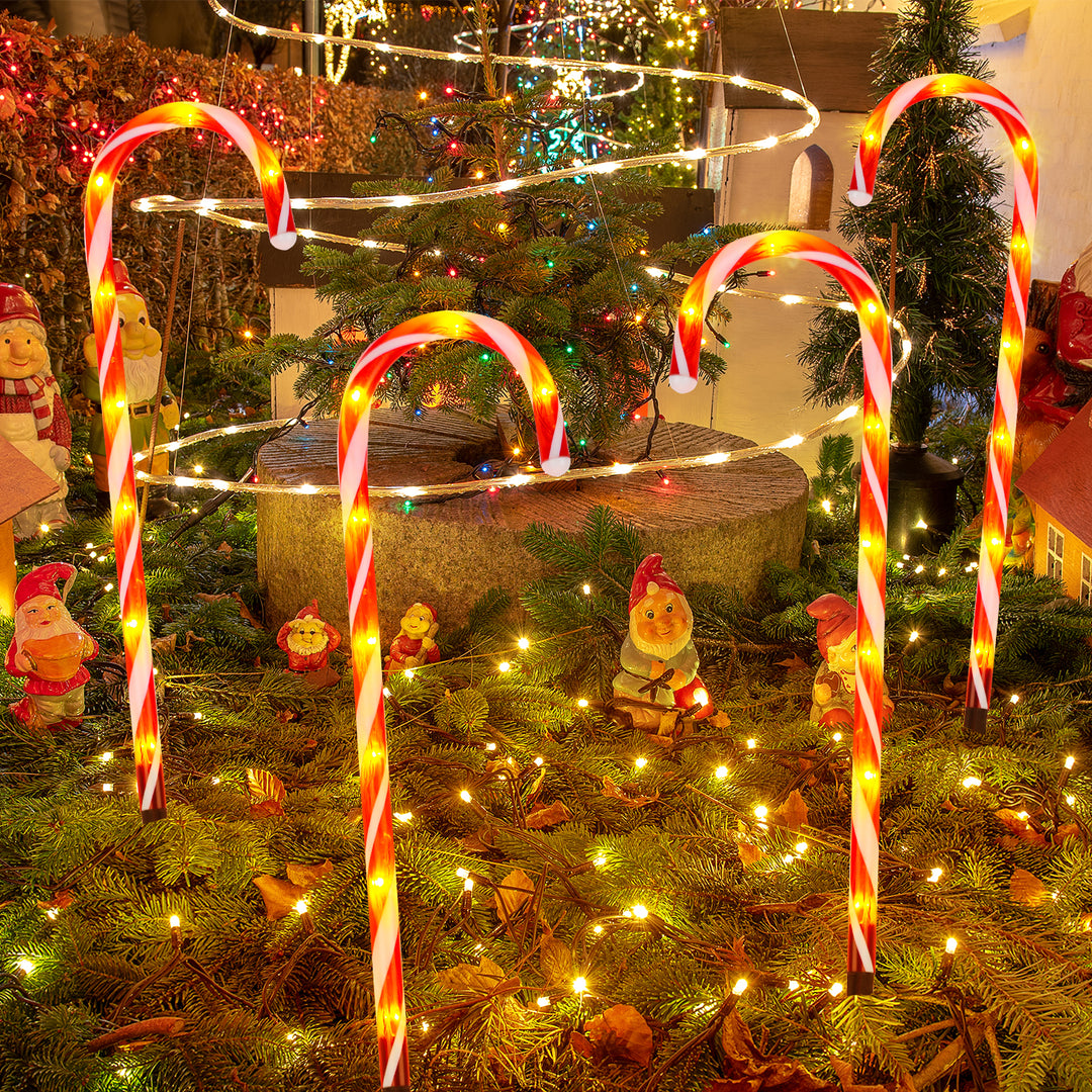 Sonnewelt 4x LED Zuckerstangen Weihnachtsdeko Außenleuchte