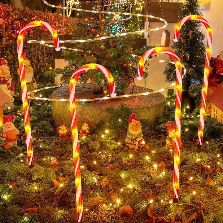 Sonnewelt 4x LED Zuckerstangen Weihnachtsdeko Außenleuchte