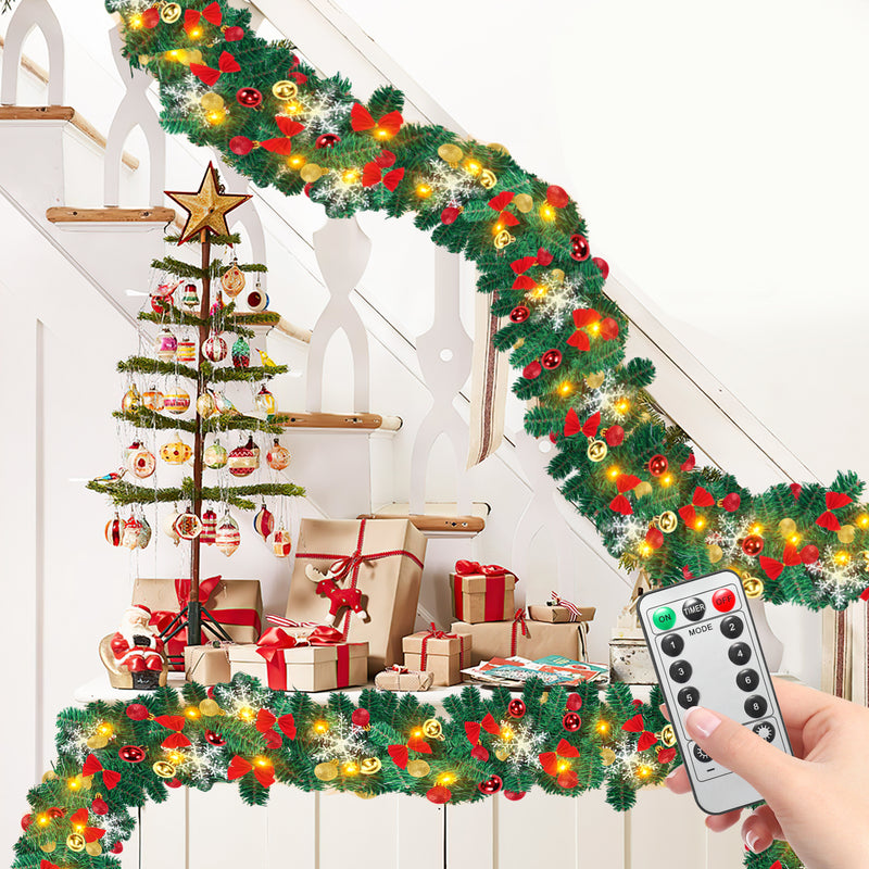 Sonnewelt Weihnachtsgirlande 100 LEDs mit Deko und Fernbedienung 5m