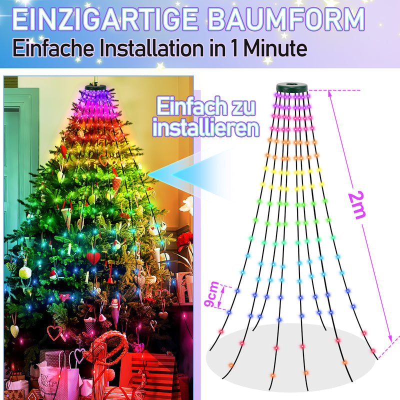 Sonnewelt Christbaumbeleuchtung mit APP-Kontrolle 160 LEDs IP67