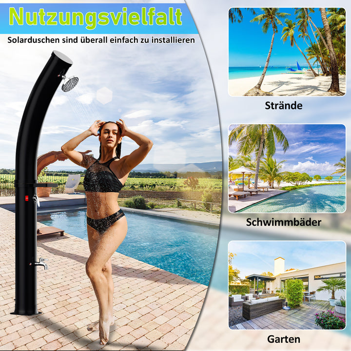 Sonnewelt 35L Solardusche Curve mit Regenduschkopf und Schutzhaube