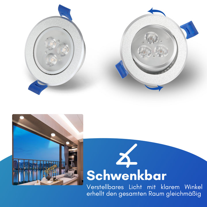 Sonnewelt LED Einbaustrahler 20x 3W Kaltweiß/Warmweiß Extra flach