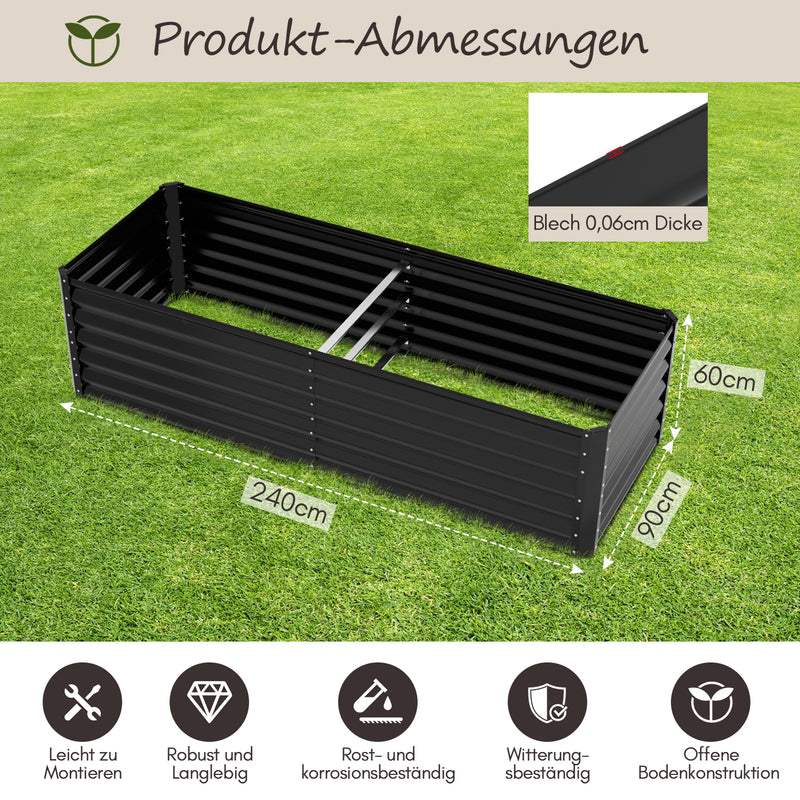 Sonnewelt Metall Hochbeete Hochbeete-Kit mit Stützstangen für Garten