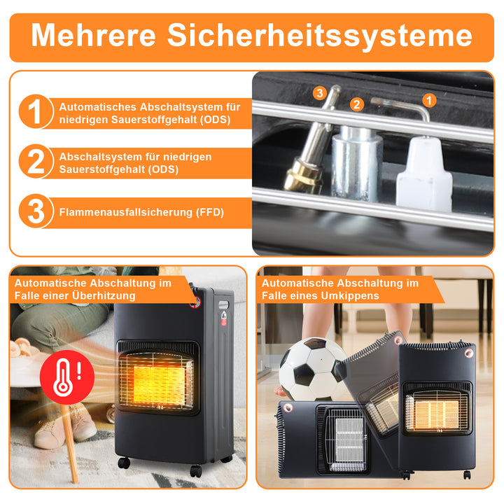 Sonnewelt Gasheizofen Gasheizer Keramik 4,2 KW mit Gasdruckregler