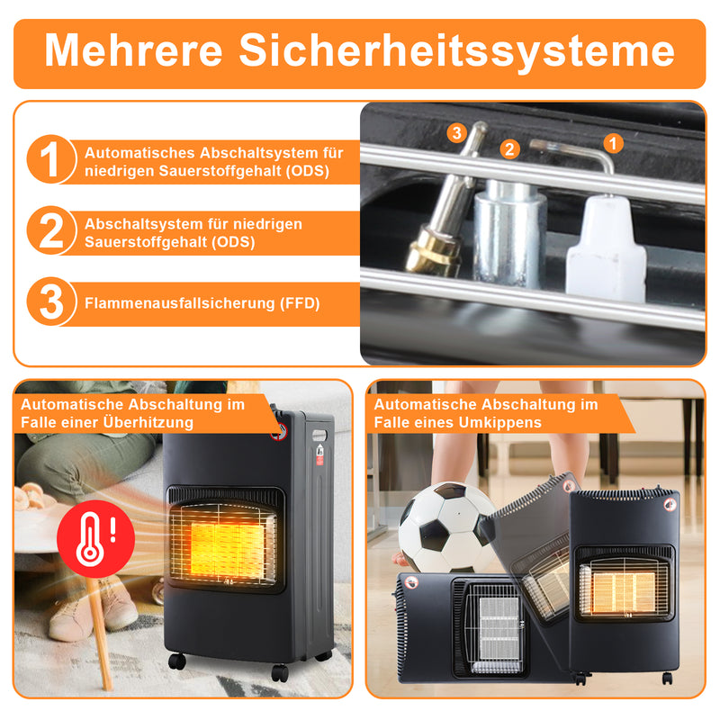 Sonnewelt Gasheizofen Gasheizer Keramik 4,2 KW mit Gasdruckregler