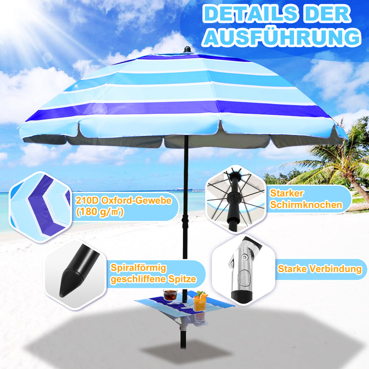 Sonnewelt Strandschirm Sonnenschirm Ø 213cm mit Tisch