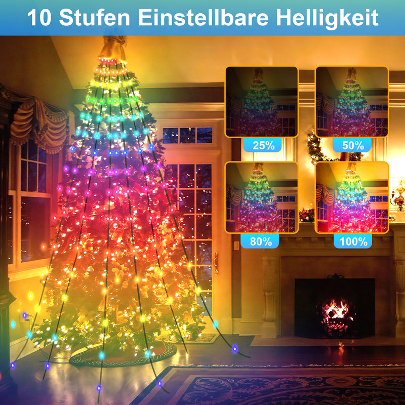 Sonnewelt Christbaumbeleuchtung mit APP-Kontrolle 160 LEDs IP67