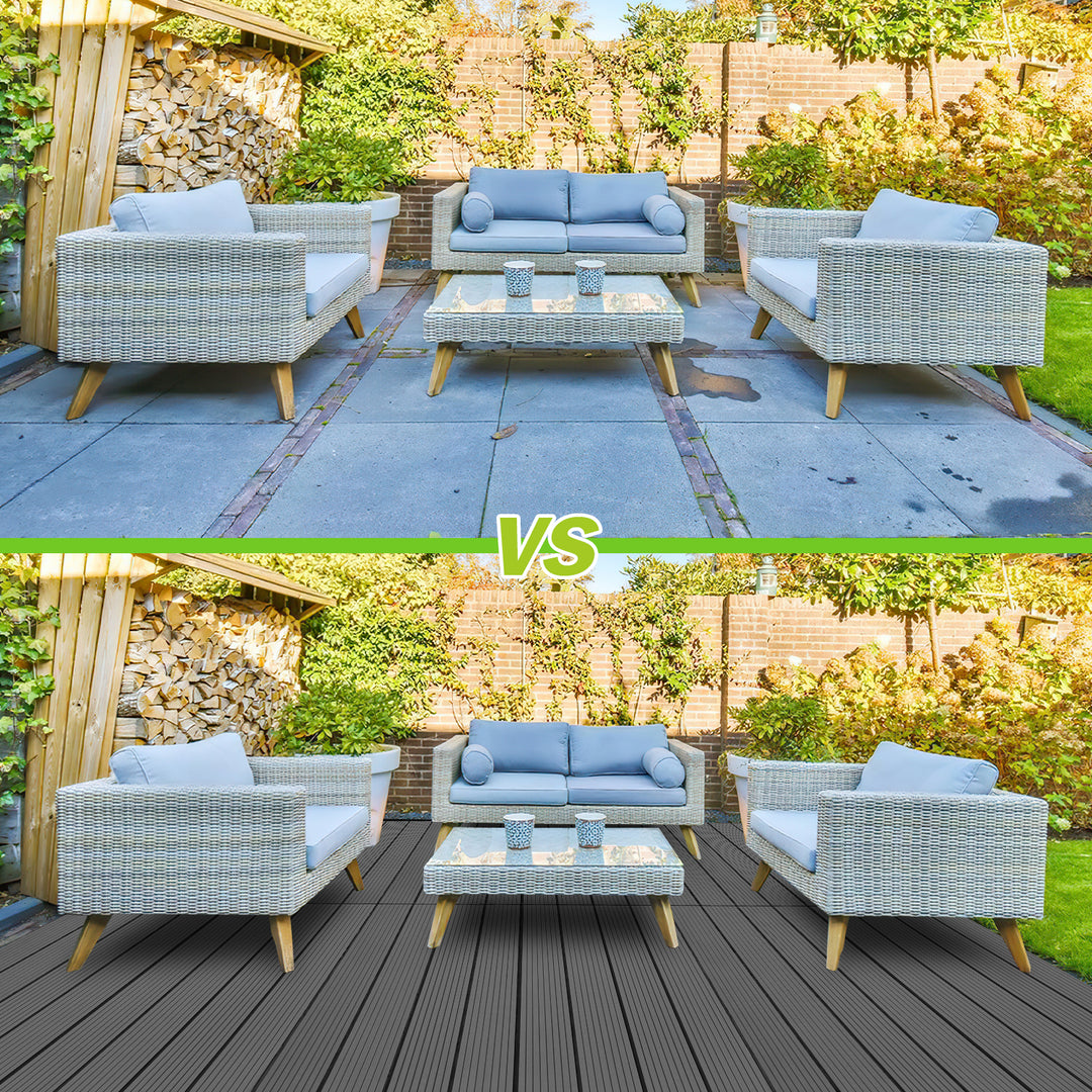 Sonnewelt WPC Terrassenfliesen 30x60cm 6er Set in Holzoptik