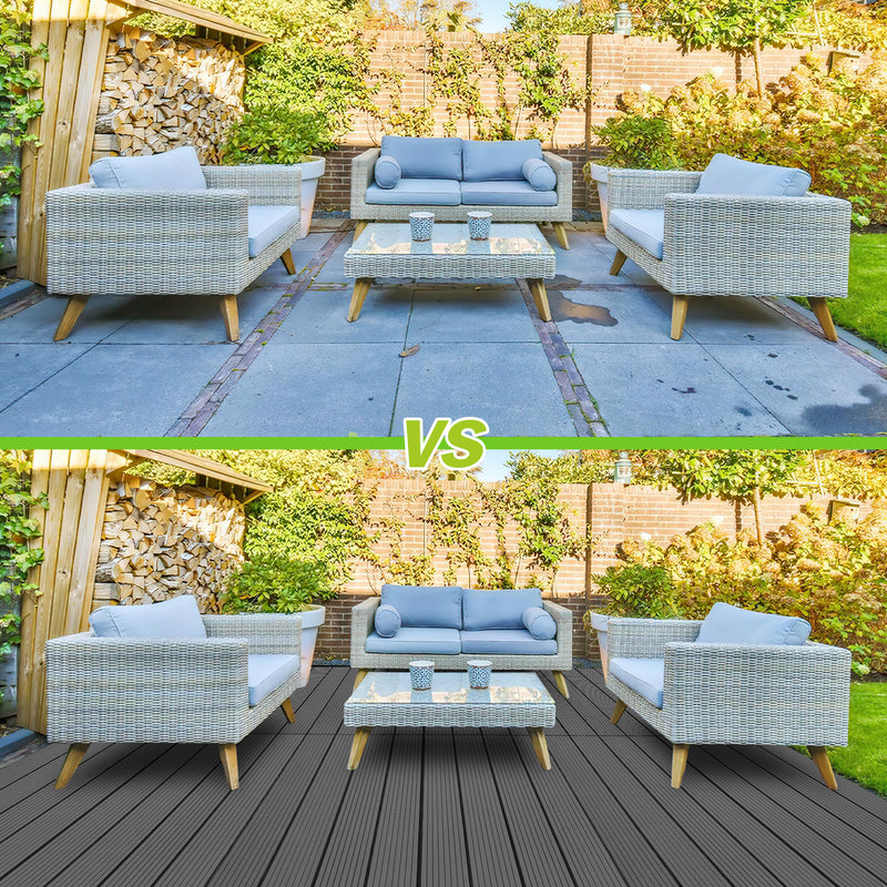 Sonnewelt WPC Terrassenfliesen 30x60cm 6er Set in Holzoptik