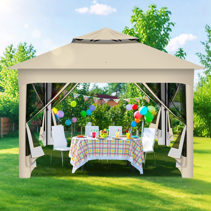 Sonnewelt Pavillon Gartenhütte Faltbares mit Doppeldach 3,3x3,3m